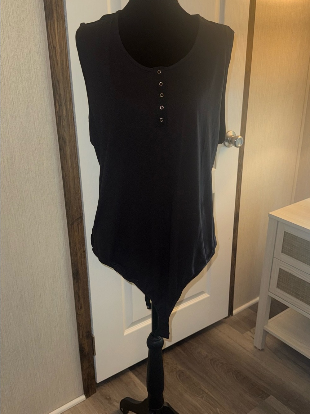 white birch Black Sleeveless Henley Bodysuit NWT